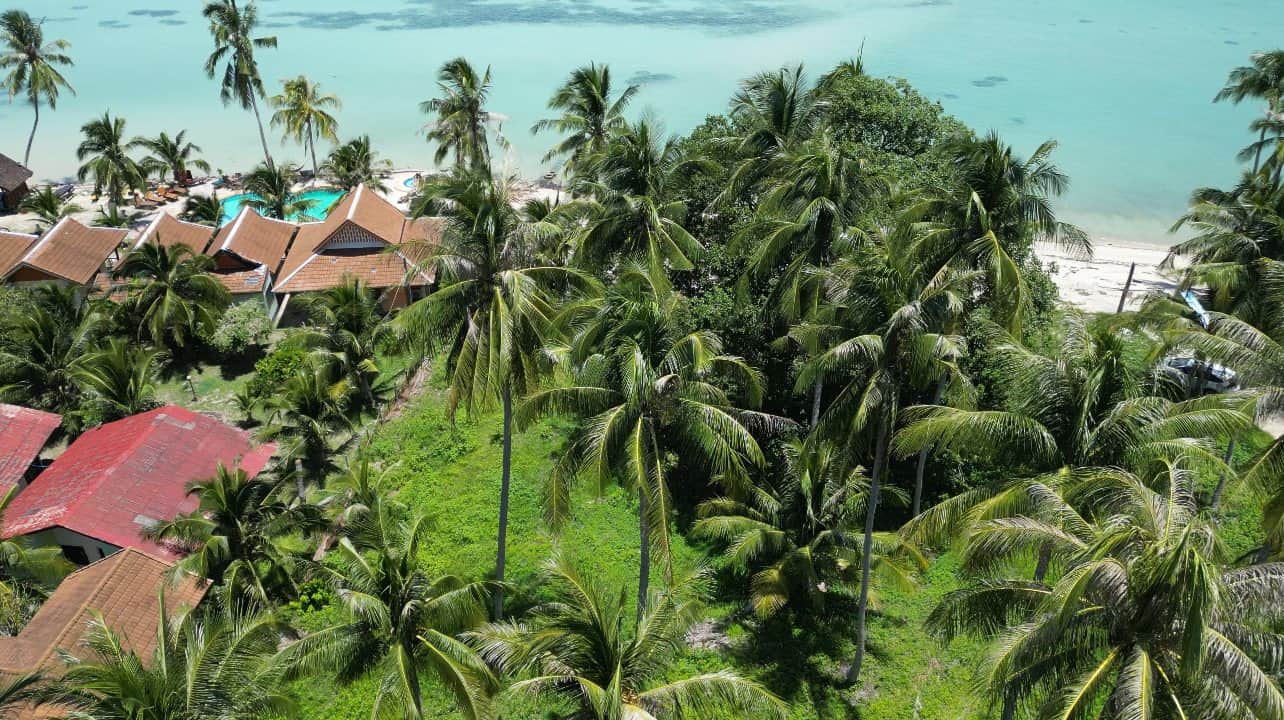 Aerial view of a beachfront on Koh Phangan