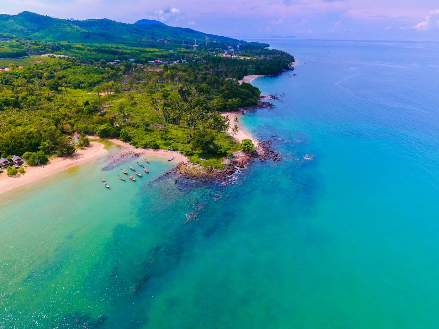 Aerial view of the Koh Phangan coastline